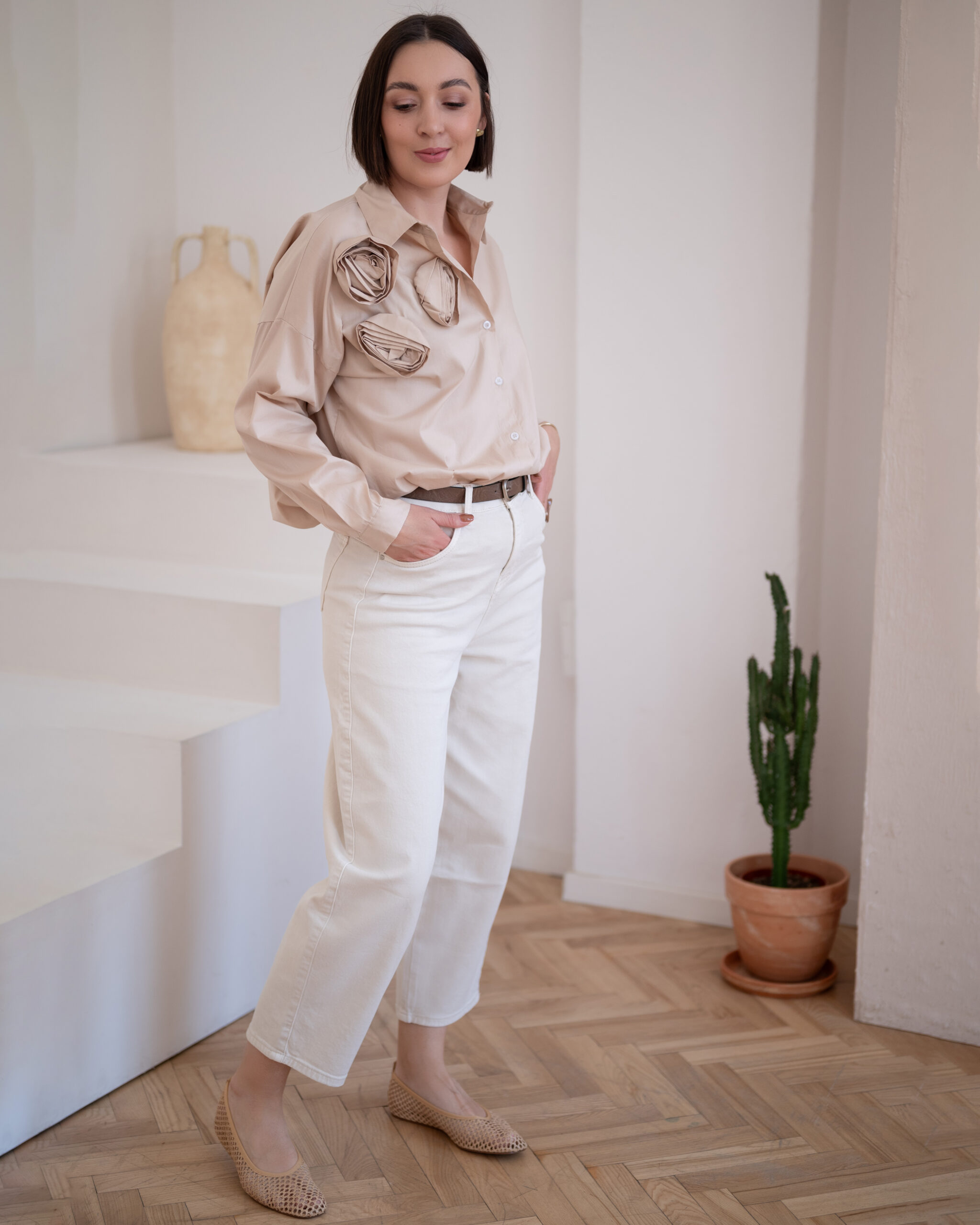 Jeansy Balloon kremowe - obrazek 7