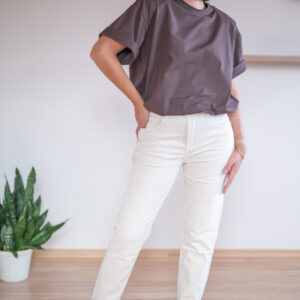 Jeansy Momfit kremowe