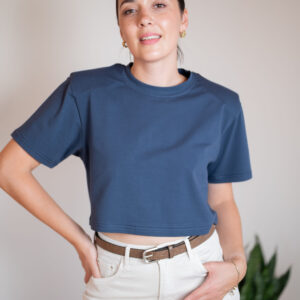 T-shirt Samanta Cropp Granatowy