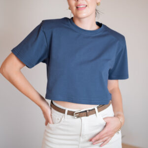 T-shirt Samanta Cropp Granatowy