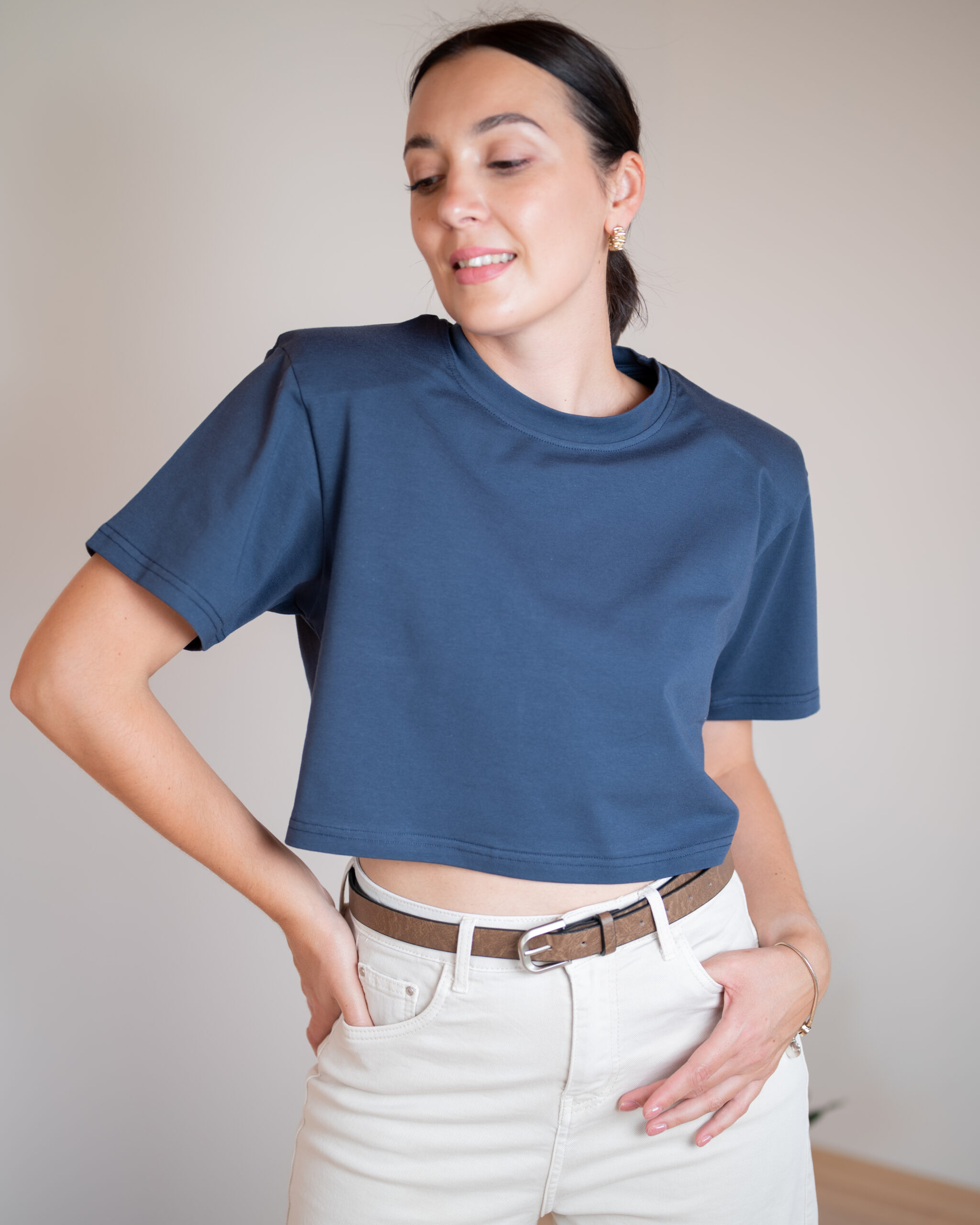 T-shirt Samanta Cropp Granatowy - obrazek 3