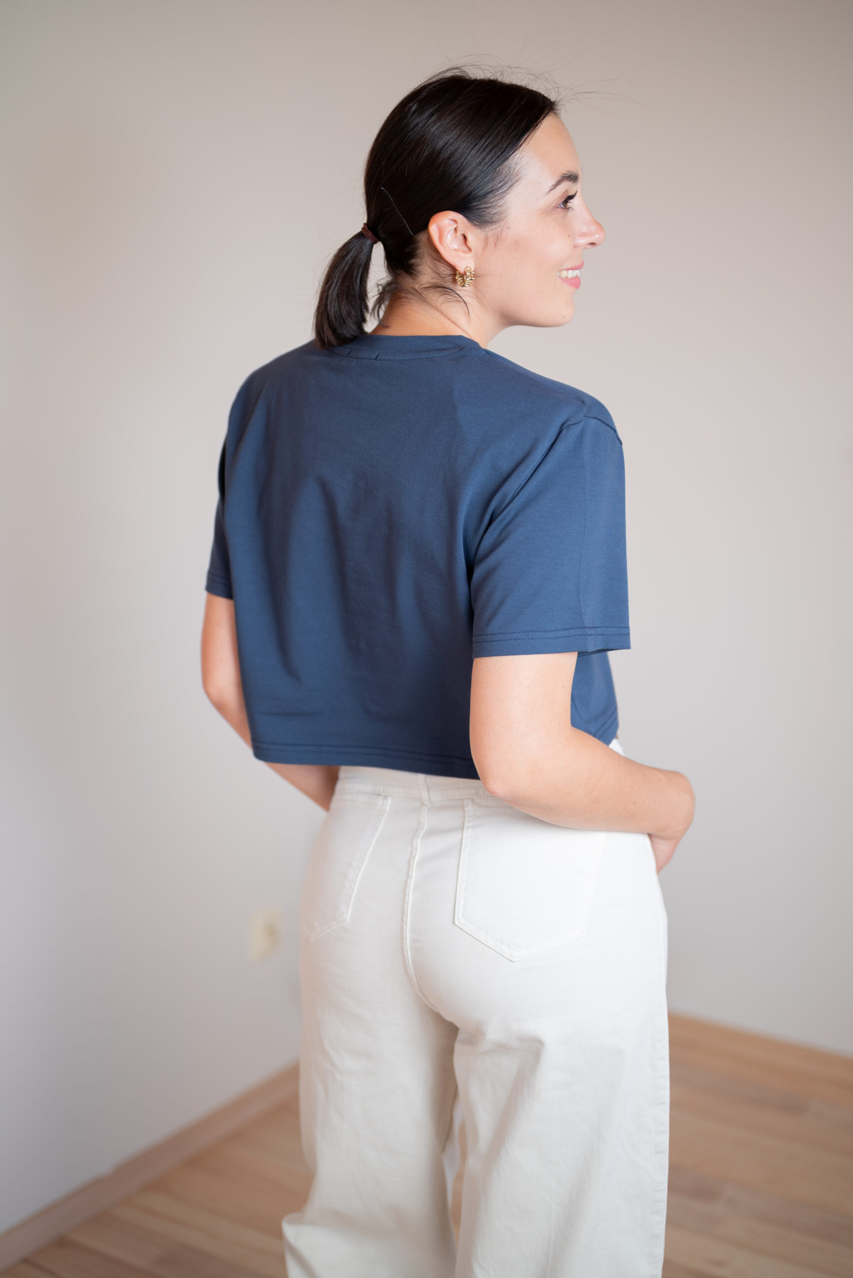 T-shirt Samanta Cropp Granatowy - obrazek 4