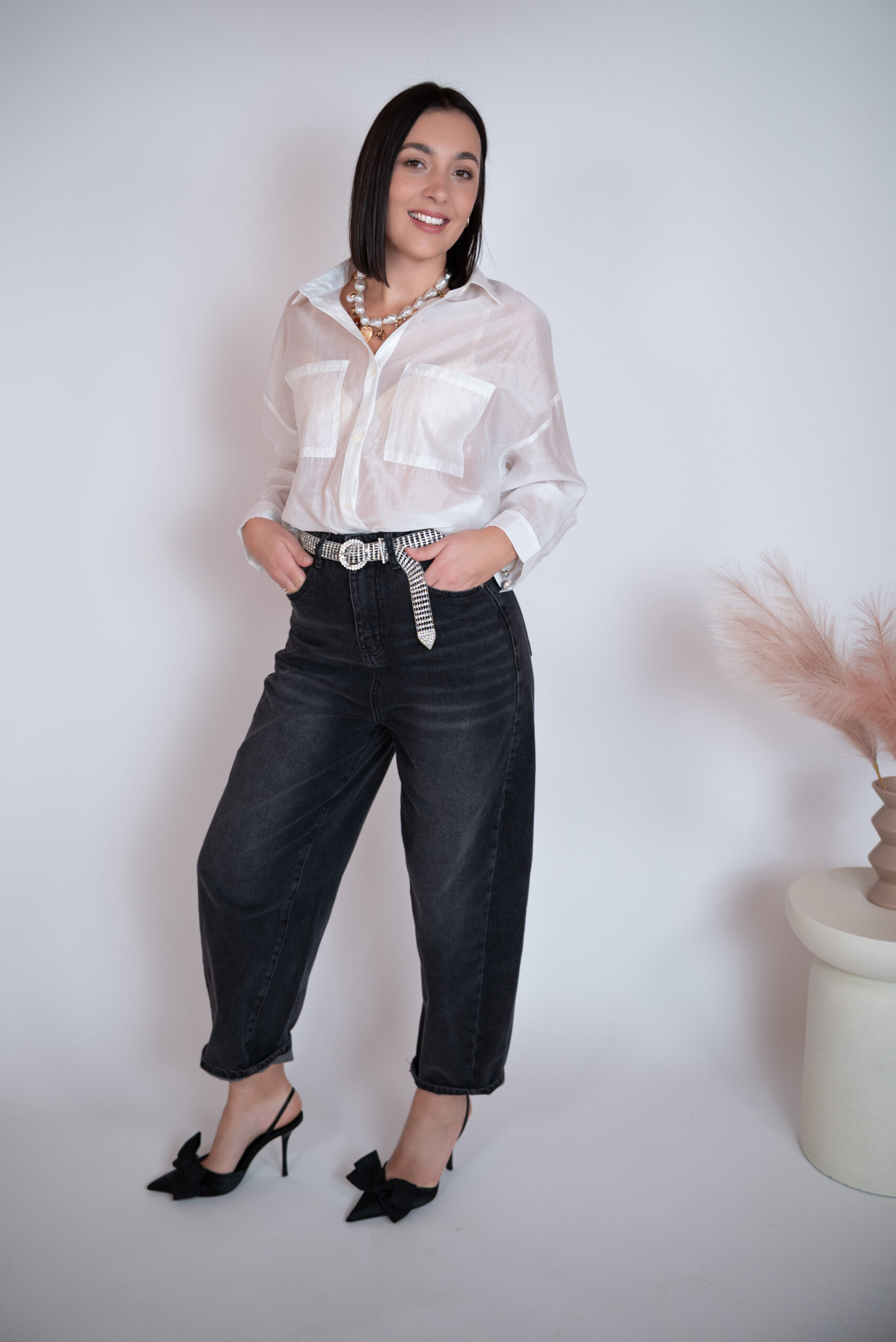 Jeansy Balloon fit czarne - obrazek 9