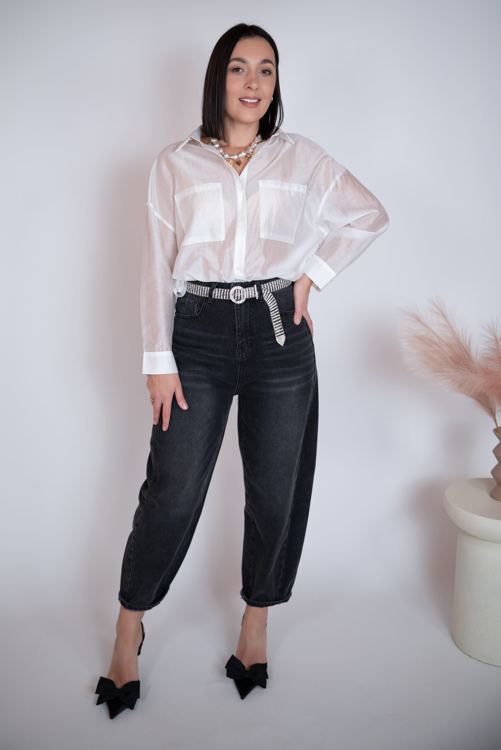 Jeansy Balloon fit czarne - obrazek 2