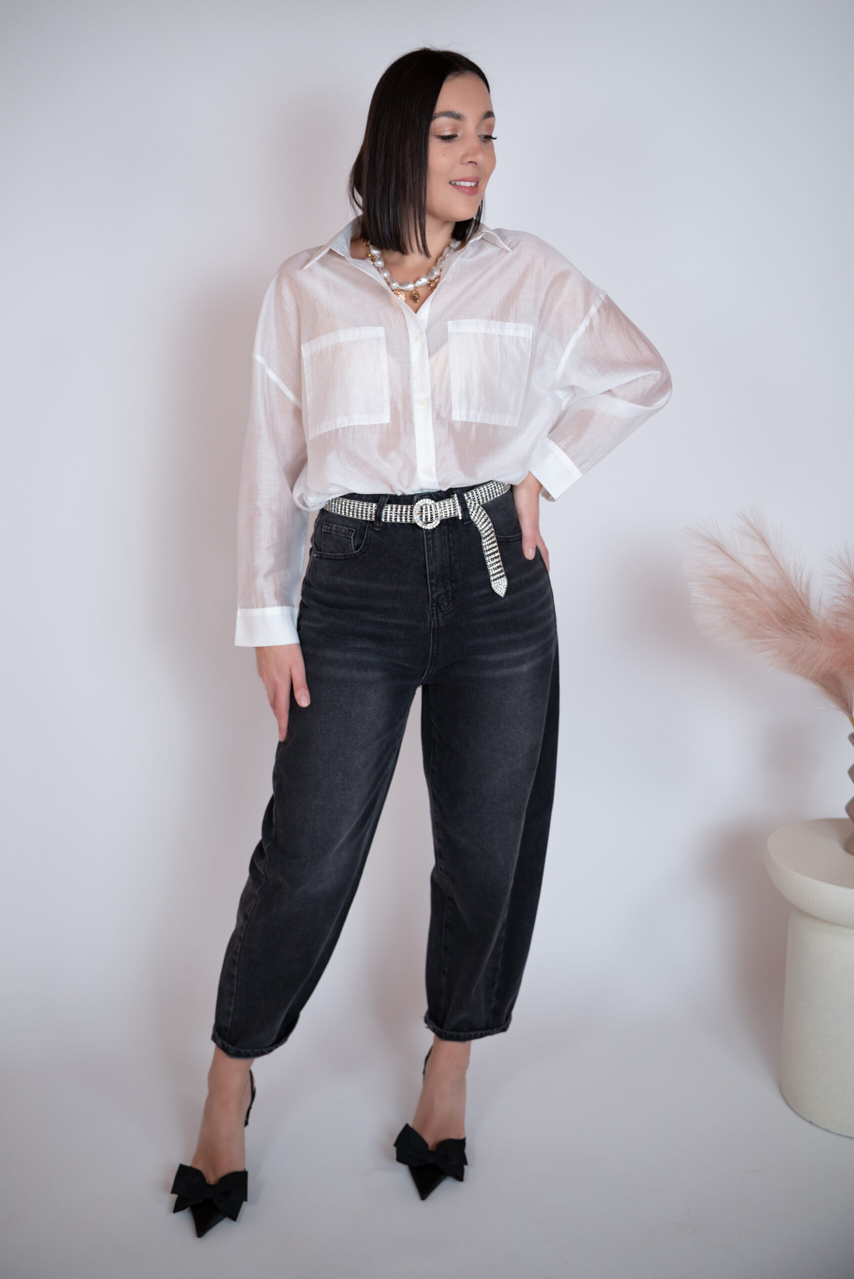 Jeansy Balloon fit czarne - obrazek 3