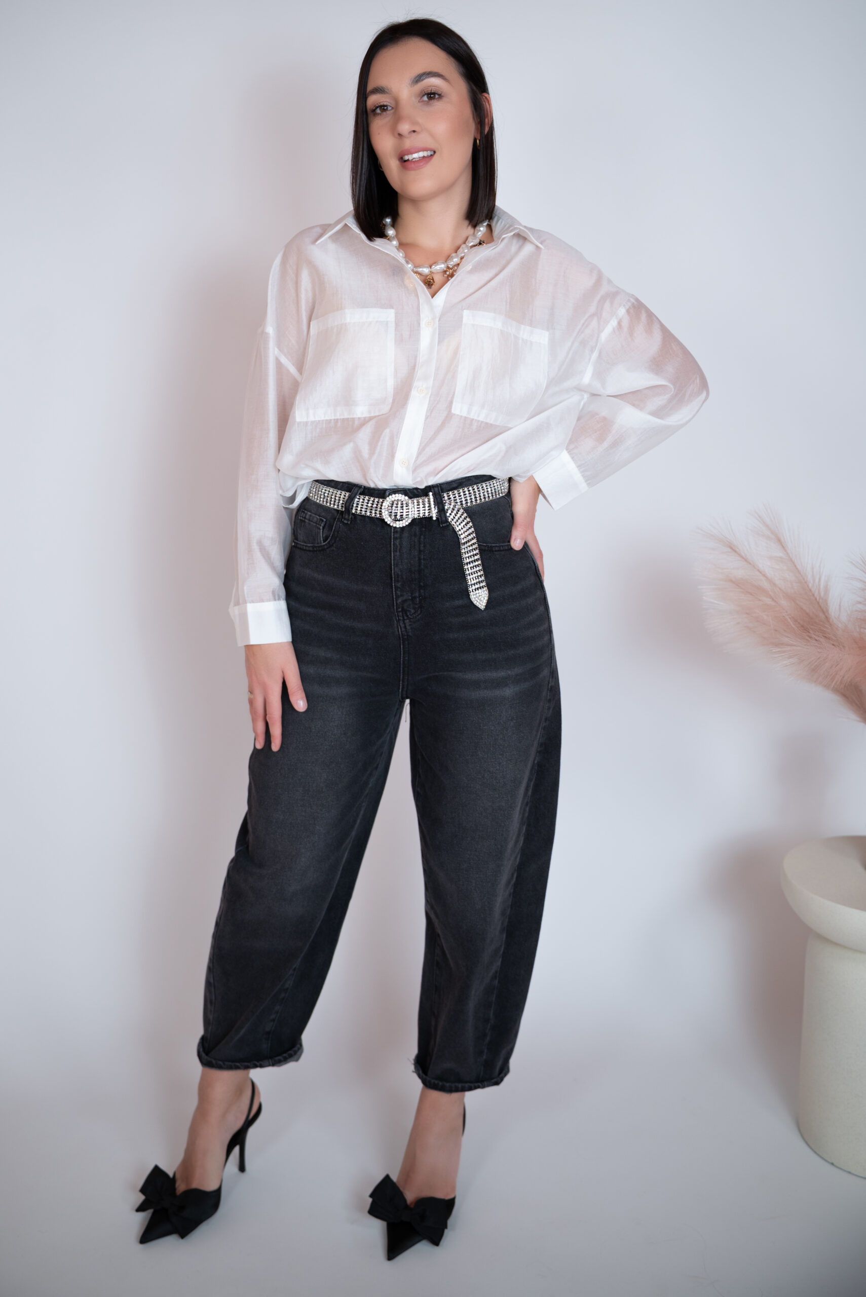 Jeansy Balloon fit czarne - obrazek 5