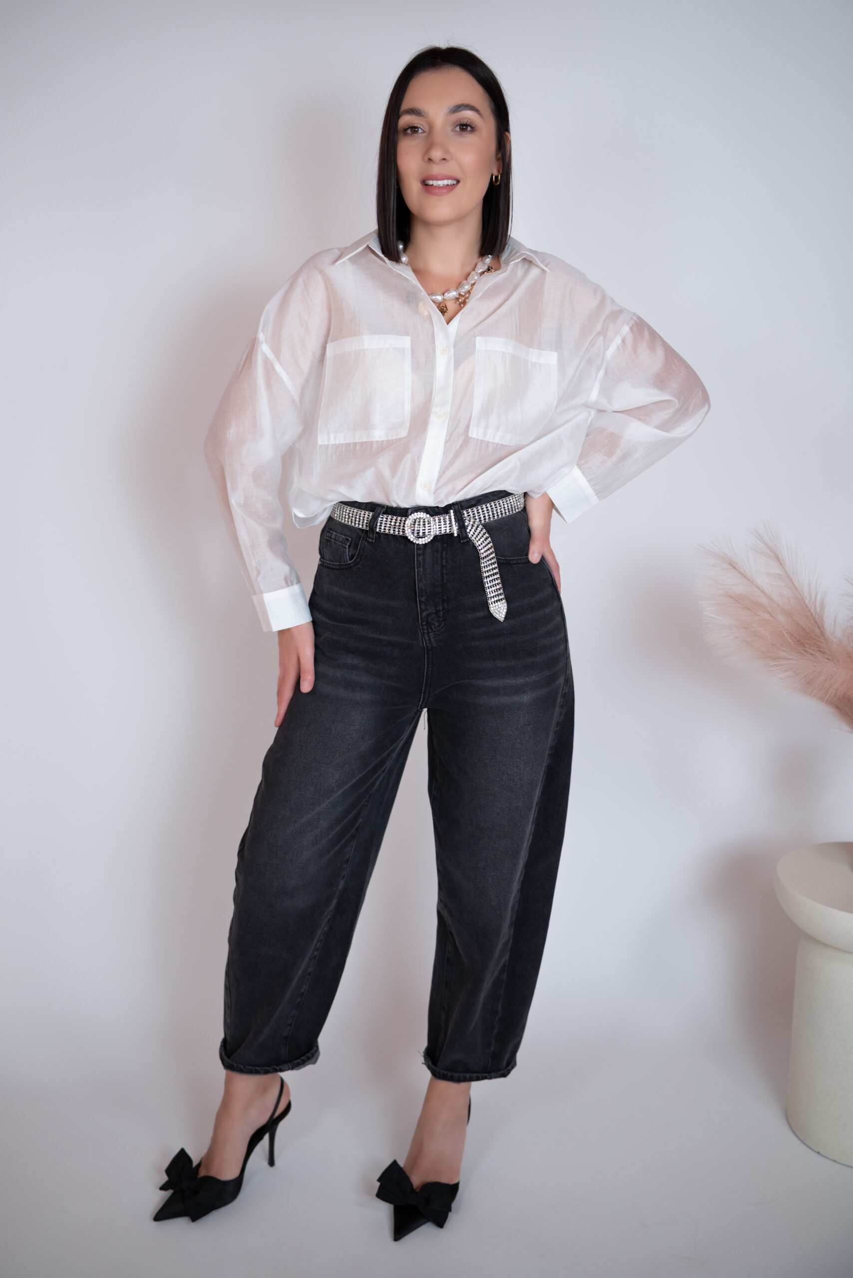 Jeansy Balloon fit czarne - obrazek 6