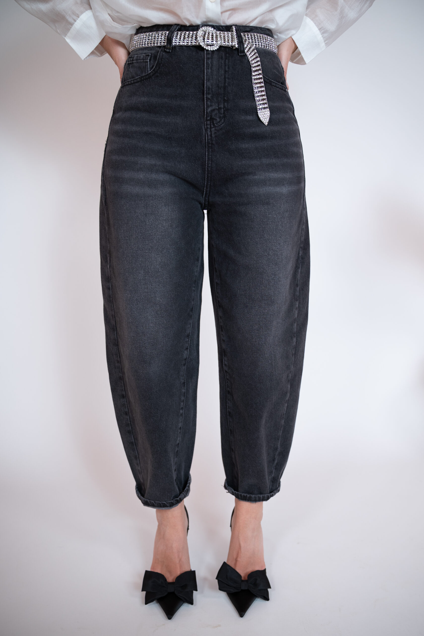 Jeansy Balloon fit czarne - obrazek 12