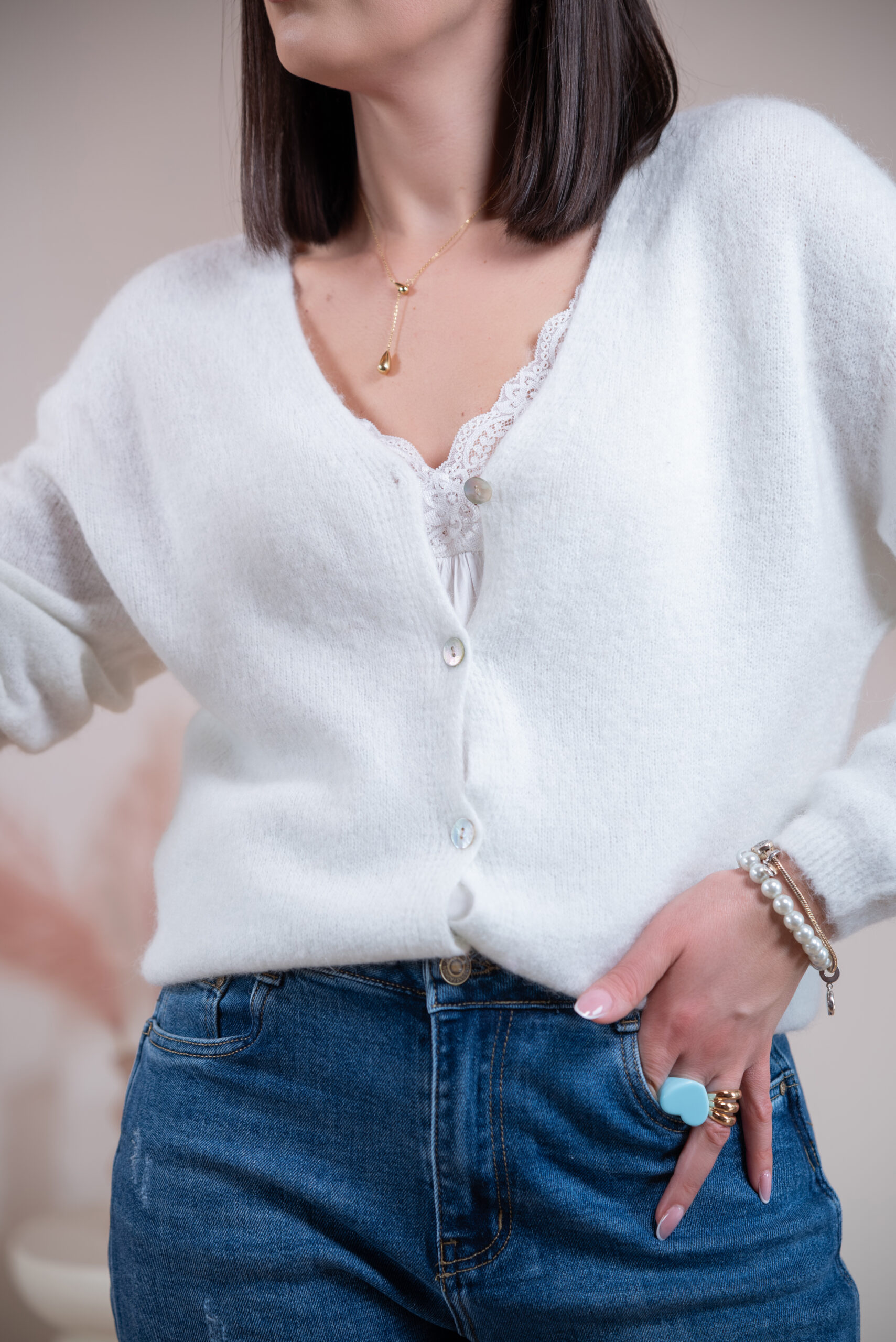 Kardigan Inez kremowy - obrazek 5