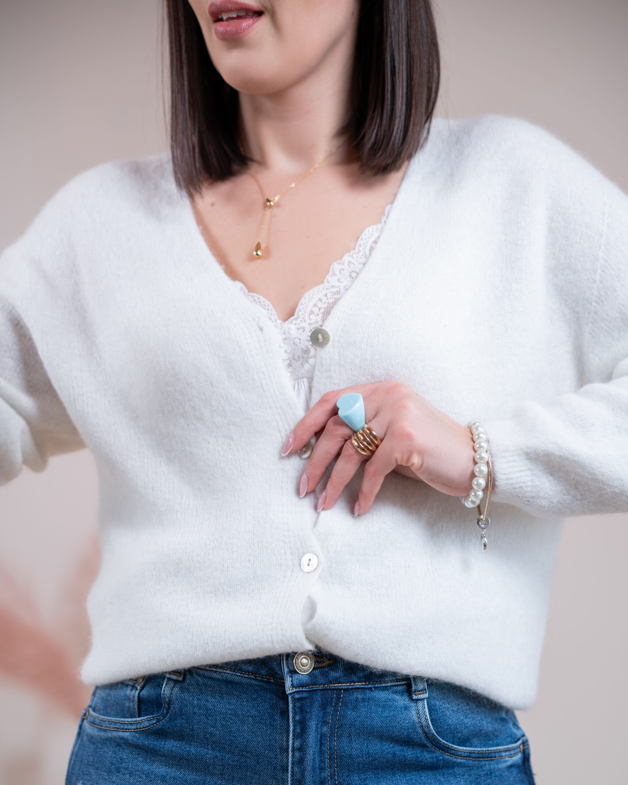 Kardigan Inez kremowy - obrazek 3