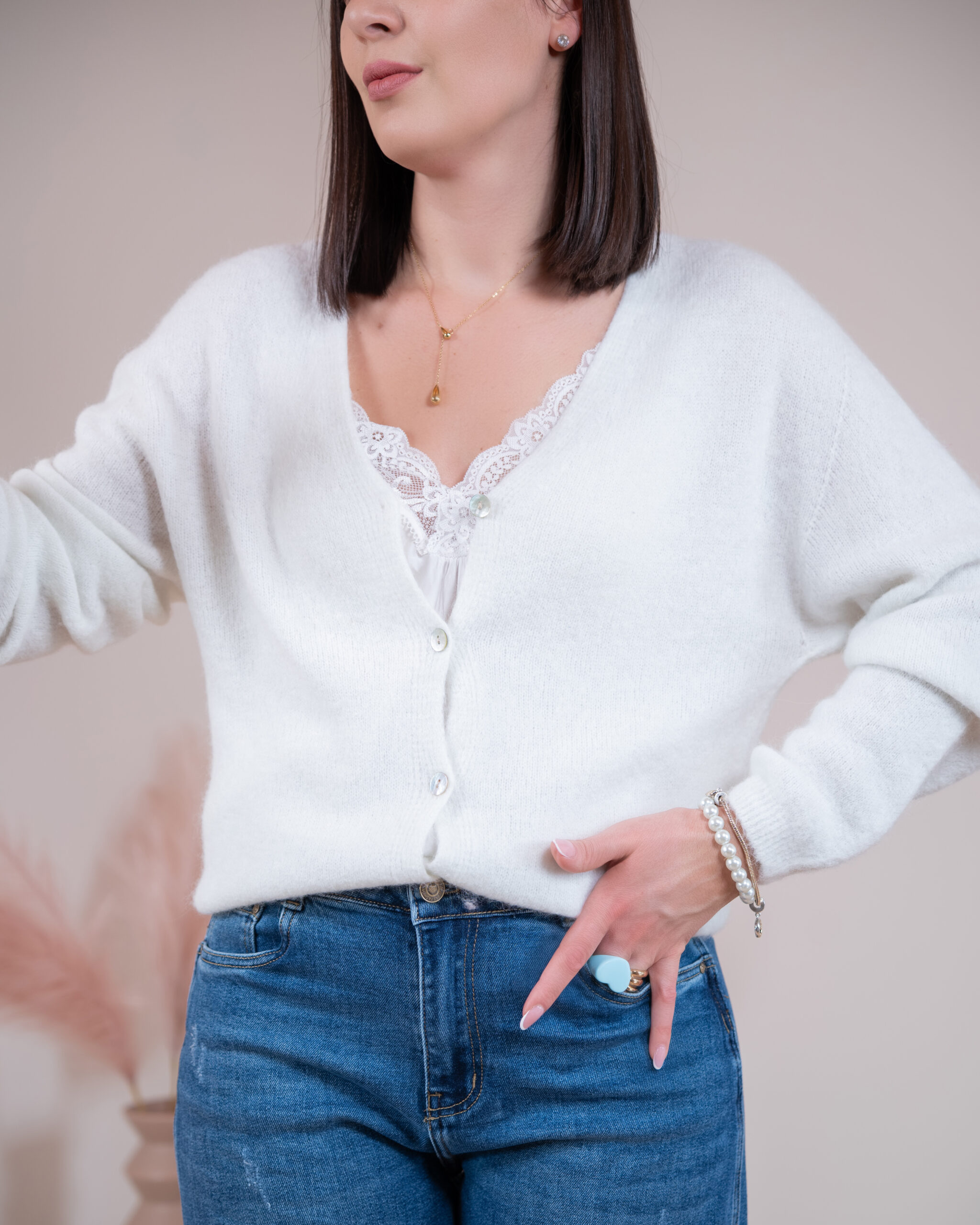 Kardigan Inez kremowy - obrazek 2